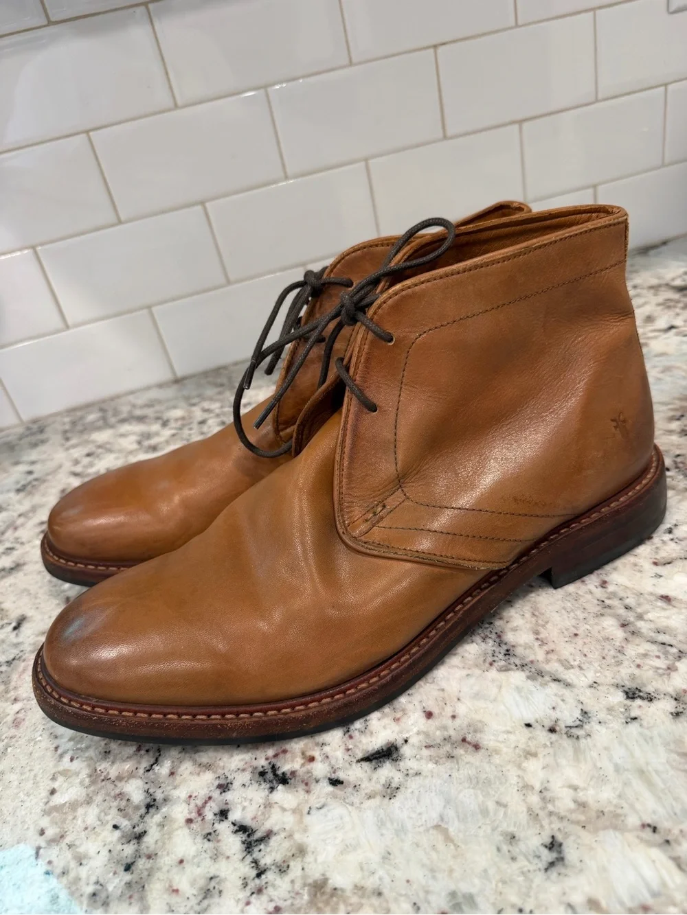 Frye Cognac Leather Chukka Boots